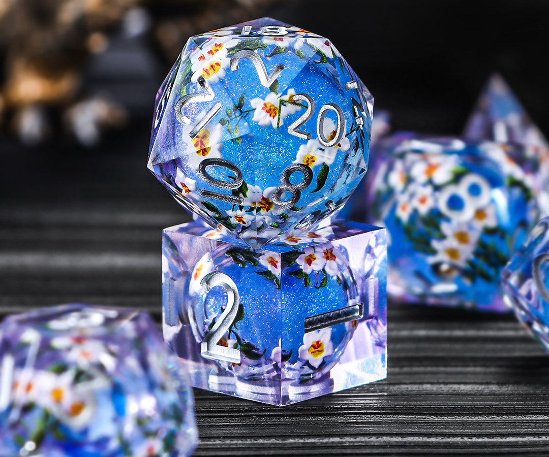 Liquid Core Dnd Dice, Handmade Liquid Core Resin Dice, Resin Sharp Edge Dice, Polyhedral Dice