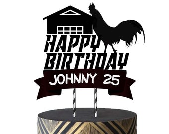 DIGITALE Hanentaart topper, Haan verjaardagstaart topper, Rooster topper, Farm cake topper, Farm Topper