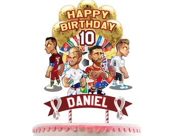 DIGITALE World Cup Cake Topper, Ronaldo Cake Topper, Personaliseer Cake Topper, Verjaardagsfeest decoratie.