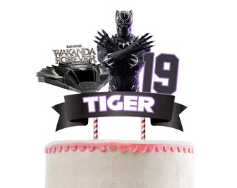 DIGITAL svart tårttoppare, Panther tårttoppare, personalisering tårttoppare.