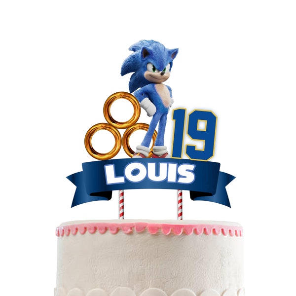 DIGITAL SONIC Cake Topper, Personnalisation Cake Topper, Blue Cake Topper