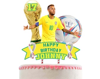 DIGITAL NEYMAR World Cup Cake Topper, Neymar Topper, Personalisation Cake Topper, World Cup Cake Topper.