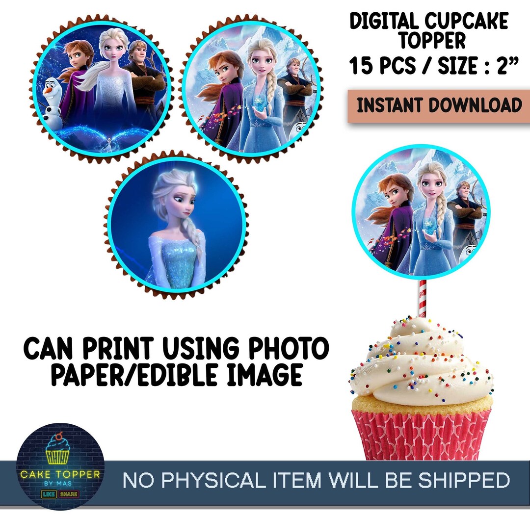 DIGITAL Set of 15 Frozen Cupcake Topper, Cupcake Topper Etsy
