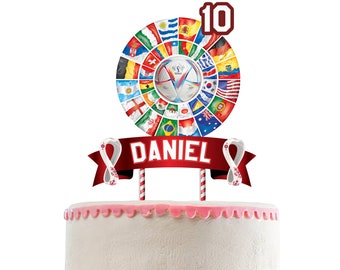 DIGITAL  World Cup Topper, Personalization Cake Topper, Birthday Cake Topper.