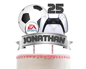 DIGITAL PS5 Cake Topper, Play Station Topper, Juegos de fútbol Cake Topper.