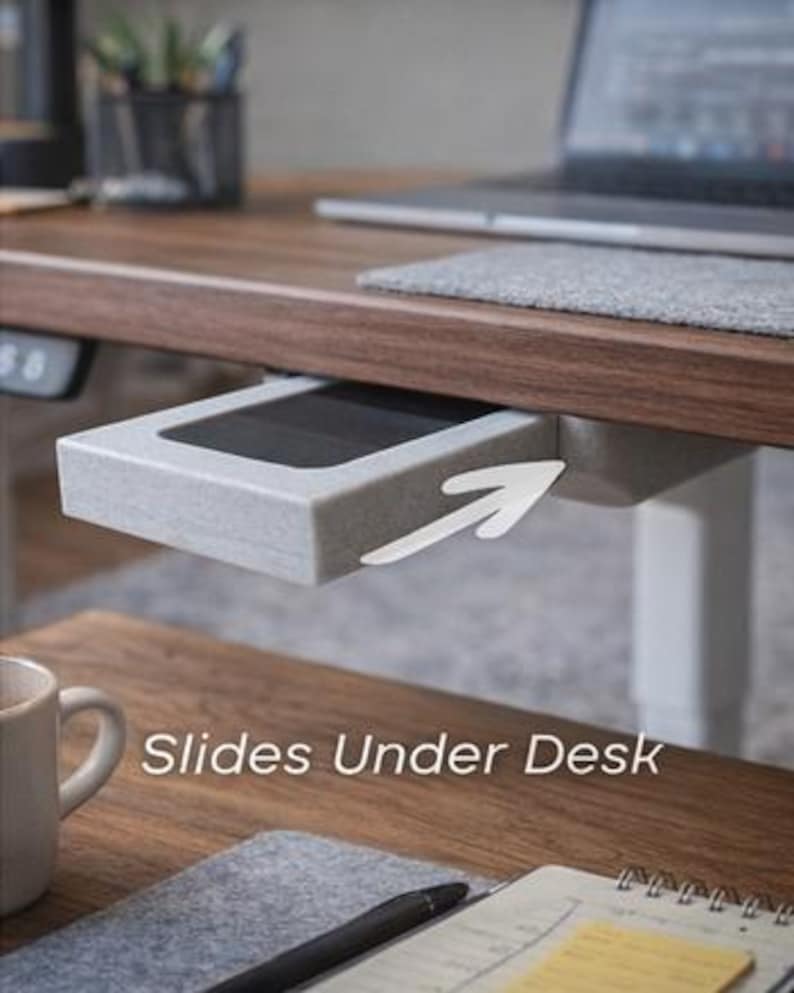 Under Desk iPhone Productivity Vault – Hidden Wireless Charging Drawer ...