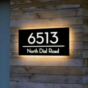 LED Backlit House Number Sign Address Plaque Modern Illuminated House Sign Metal Acrylic Lighted Address Sign