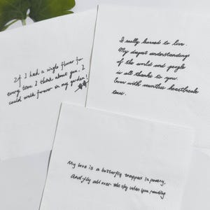 Guardanapos personalizados com bilhetes escritos à mão, bilhetes de amor personalizados com caligrafia, guardanapos para coquetéis de casamento, guardanapos para coquetéis de casamento impressos, guardanapo para bilhetes de amor