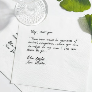 Personalized Handwritten Note Napkins, Custom Love Note Handwriting Napkins, ,Personalized Handwritten Paper Napkins，Custom Message Napkins
