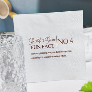 Fun facts napkins,Custom Wedding Cocktail Napkins,Trivia Personalized Napkins,  Cocktail Napkins,wedding napkins,Fun fact napkins templates