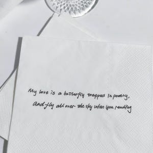 Personalized Handwritten Note Napkins,Custom Love Note Handwriting,Wedding Cocktail Napkins, Printed Wedding Cocktail Napkins,love notes
