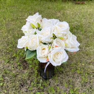 white rose wedding flower fake wedding bouquet flower floral centerpiece rose flower artificial flowers wedding decor home decor event decor
