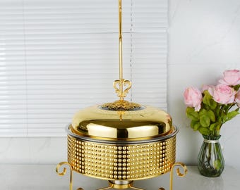 Gold Stainless Steel Chafing Dish: Elegant Buffet Warmer