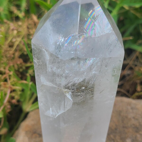Large Clear Quartz Tower with Rainbows (Imperfect)