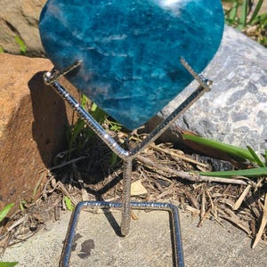 Blue Apatite Heart on Holder