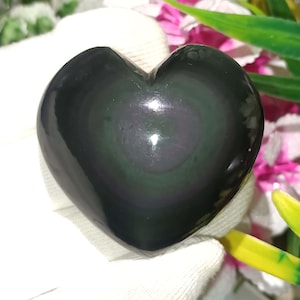 Natural Obsidian Heart, AAA Obsidian Heart, Rainbow Obsidian Black, Obsidian Heart, Obsidian Crystal Heart, Gemstone Heart, Healing Stones