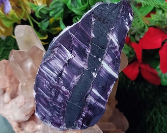 Fetta di kammerite AAA, pietra curativa di cristallo viola