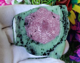 Slice Ruby Zoisite Cabochon, Two Side Polish, Gemstone