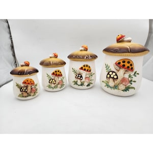 1980s Sears Mushroom Canisters - Etsy