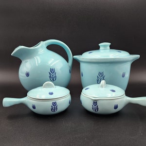 Vintage Cronin Blue Tulip Glazed Pottery
