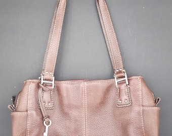 Fossil Brown Pebbled Leather Satchel