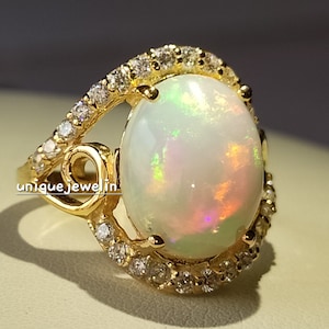 Opal Statement Ring Large Opal Ring/ Opal Engagement Ring/ 925 Silver Welo Opal Wedding Ring/ Best Fire Opal Ring/  October Birthstone Ring.