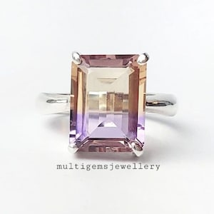 AAA+ Ametrine ring/ 925 sterling silver ring/Octagon cut Ametrine ring/ Ametrine hand made ring/ Beautiful Unique Ametrine engagement ring.