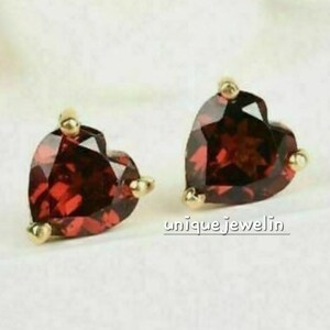 Red Garnet Studs/925 Sterling Silver Studs||Silver Boho Earrings/Heart Shaped Love Studs/Everyday Earrings/Crystal light Tops For Daily Use.