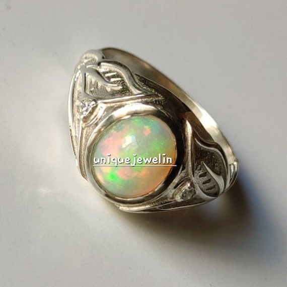 Buy Ethiopian Fire Water Opal Stone Silver 925 Ring Natural Real 100%  Genuine Ethiopian Fire White Opal Ring Untreated Opal Ring Mens Opal Ring  Online in India - Etsy