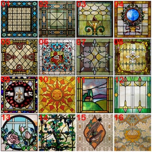 Custom size Window Film Stained Glass Films Square Window Sticker Privacy Frosted Static Cling Home Decal for Glass Door Office