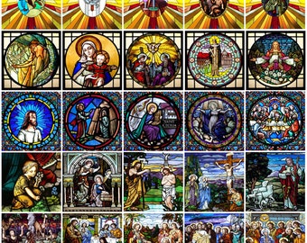 Custom Window Film Static Cling Frosted Stained Glass Reusable Jesus Christ Angels Virgin Mary Picture Window Treatment Decor