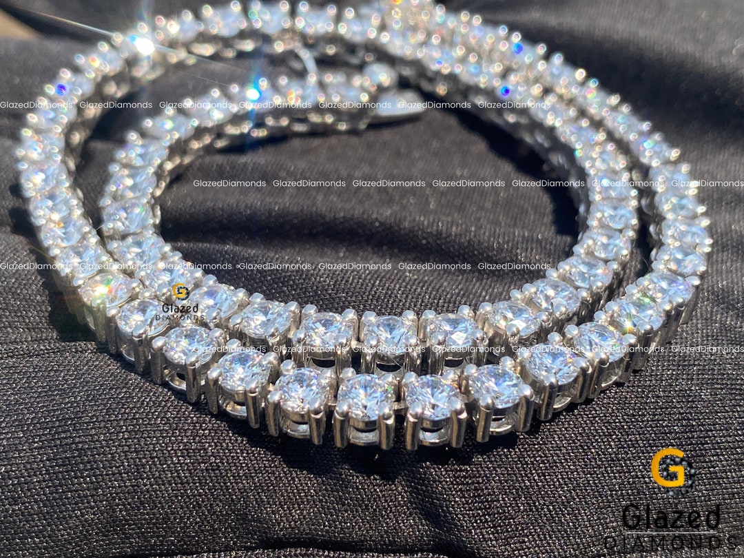 4mm 1 Row Real 925 Sterling Silver 14K Gold Plated Tennis Necklace – Anti-Tarnish, Cubic Zirconia, Unisex
