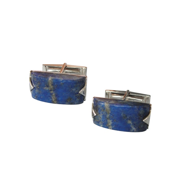 Sterling Silver cufflinks with one of a kind Lapis Lazuli bridge pair