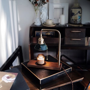 Lampe chauffe-bougie Fondoir à bougies Base en bois Lampe de table pour