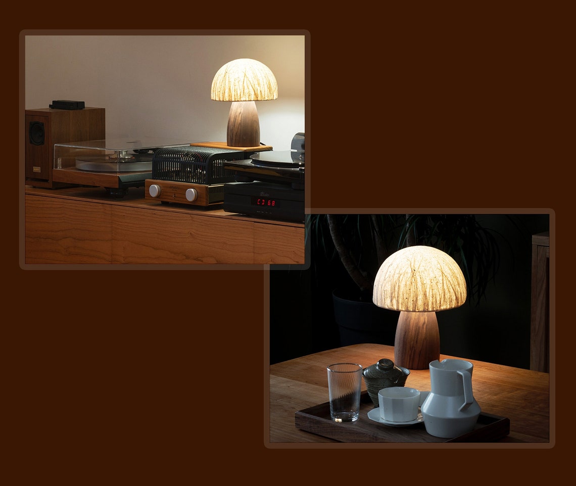 Wooden Mushroom Lamps