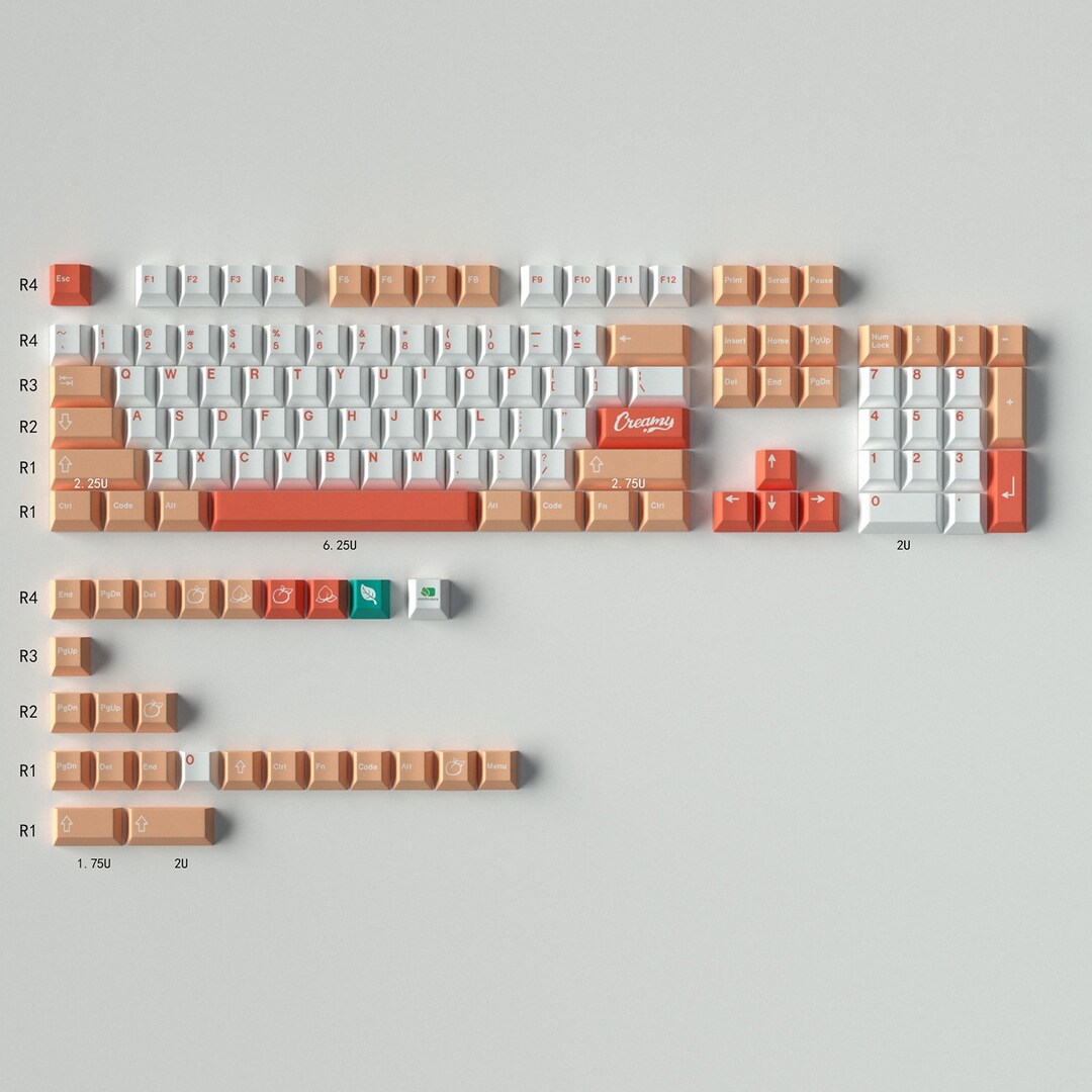 Gmk Peaches Keycap Set Pbt Keycaps Cherry Profile ISO Layout Etsy