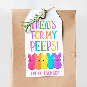 Editable Easter Gift Tags Treats For My Peeps Easter Basket Treat Tag School Easter Bunny Printable Label Template Instant Digital Download