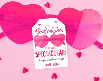 Editable Heart Sunglasses Valentines Day Gift Tag Valentine Gifts Tags Class Teacher Kids School Printable Template Instant Digital Download