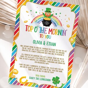 Carta de duende editável para crianças Dia de São Patrício Armadilha de duende Jogo irlandês do Dia de São Patrício Modelo para impressão Download digital instantâneo