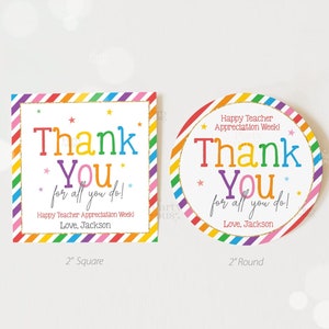 Bearbeitbare Lehrer Wertschätzung Woche Geschenkanhänger Danke Lehrer Geschenkanhänger Schule Party Favor Druckbare Etikettenvorlage Sofortiger digitaler Download