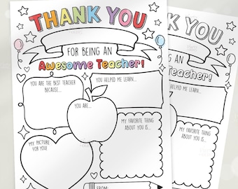 Teacher Appreciation Week Printable Teacher Appreciation Gift Thank You Coloring Pages School Kids Teacher Gifts Instant Digital Download