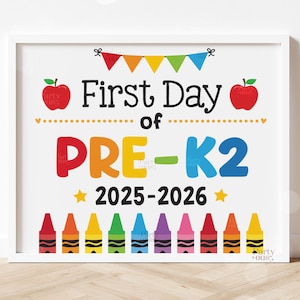 Letrero de regreso a clases, primer día de clases, imprimible, letreros para el primer día de preescolar, utilería para fotos escolares, niños, preescolar 2, maestro, descarga digital instantánea