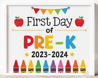 Back to School Sign First Day of School Printable First Day of Pre-K Signs School Photo Prop Kids Pre K Teacher Instant Digital Download