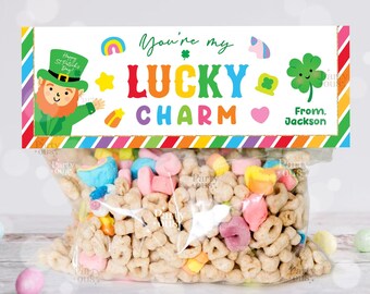 Editable St. Patrick's Day Bag Toppers You Are My Lucky Charm Appreciation Gift Tags Treat Printable Label Template Instant Digital Download