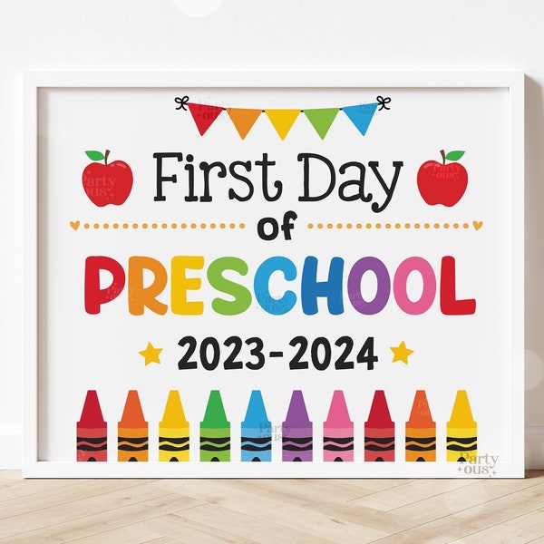 Back to School Sign First Day of School Sign Printable First Day of Preschool Signs School Photo Prop Kids Teacher Instant Digital Download