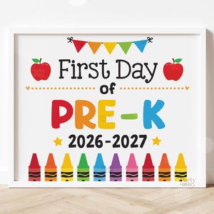 Back to School Sign First Day of School Printable First Day of Pre-K Signs School Photo Prop Kids Pre K Teacher Instant Digital Download