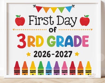 Placa de Volta às Aulas, Placa para o Primeiro Dia de Aula, Placa para o Primeiro Dia do 3º Ano, Adereço para Fotos Escolares, Crianças, Professores, Download Digital Instantâneo