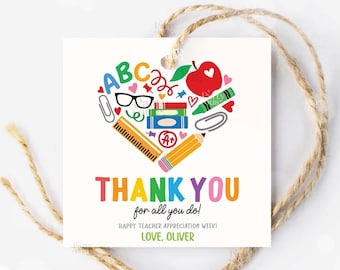 Printable Teacher Appreciation Week Gift Tag, Teacher Thank You Tag ...