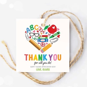 Editable Teacher Appreciation Week Printable Gift Tags Thank You Teacher Gift Tag School Party Favor Label Template Instant Digital Download