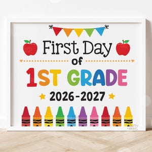 Back to School Sign First Day of School Sign Printable First Day of 1st Grade Signs School Photo Prop Kids Teacher Instant Digital Download